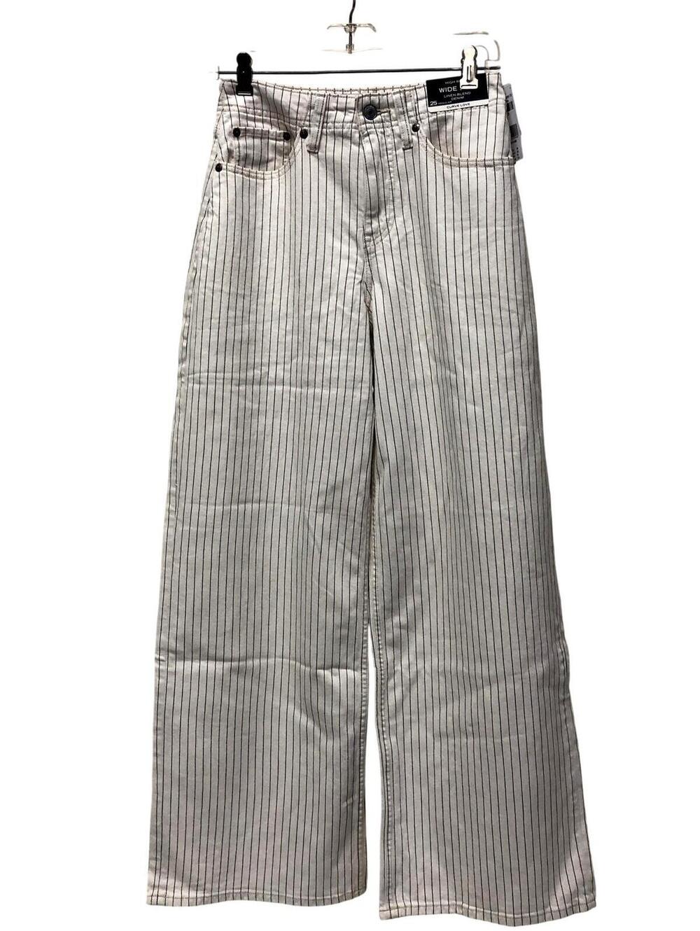 Abercrombie & Fitch Jeans Womens 25 White Striped High Rise Wide Leg Curve Love